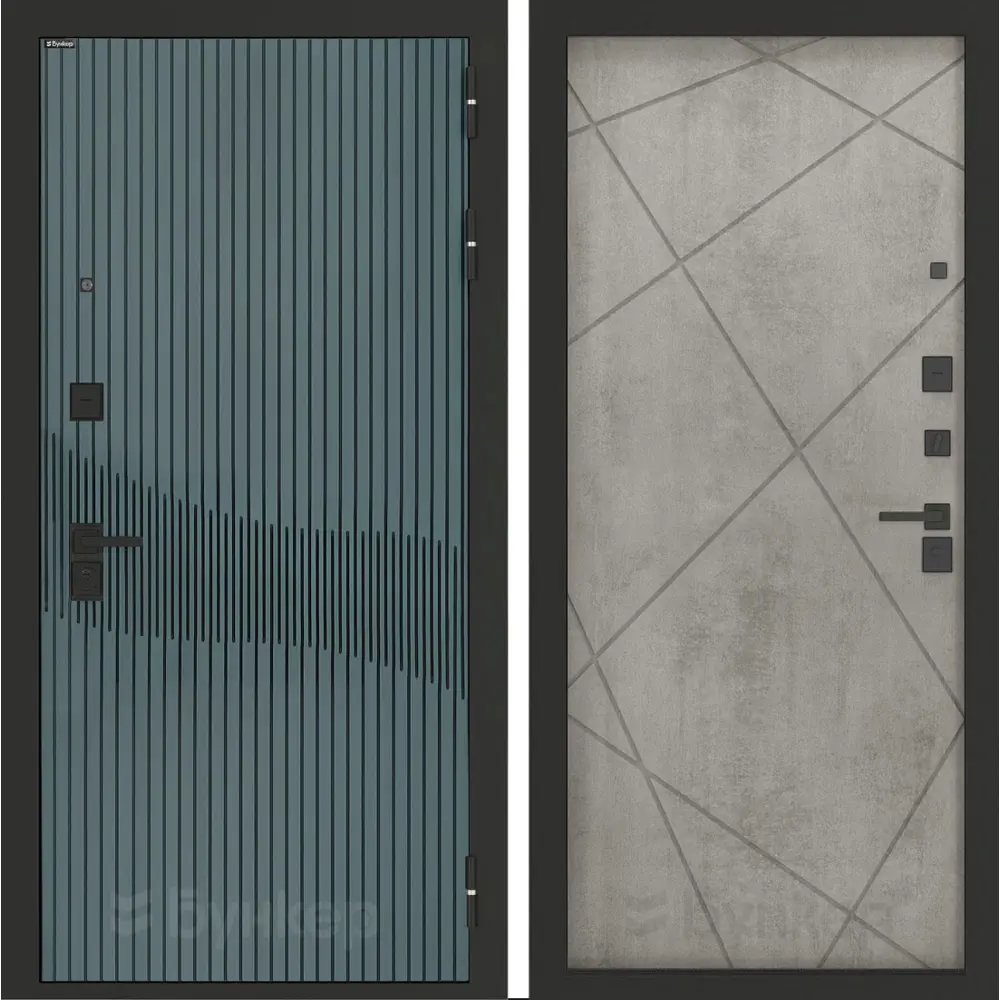 Фото Входная дверь Bunker Бункер BN-13 правый 205x88см цвет веллюто верде/бетон светлый с панелью ФЛ-291