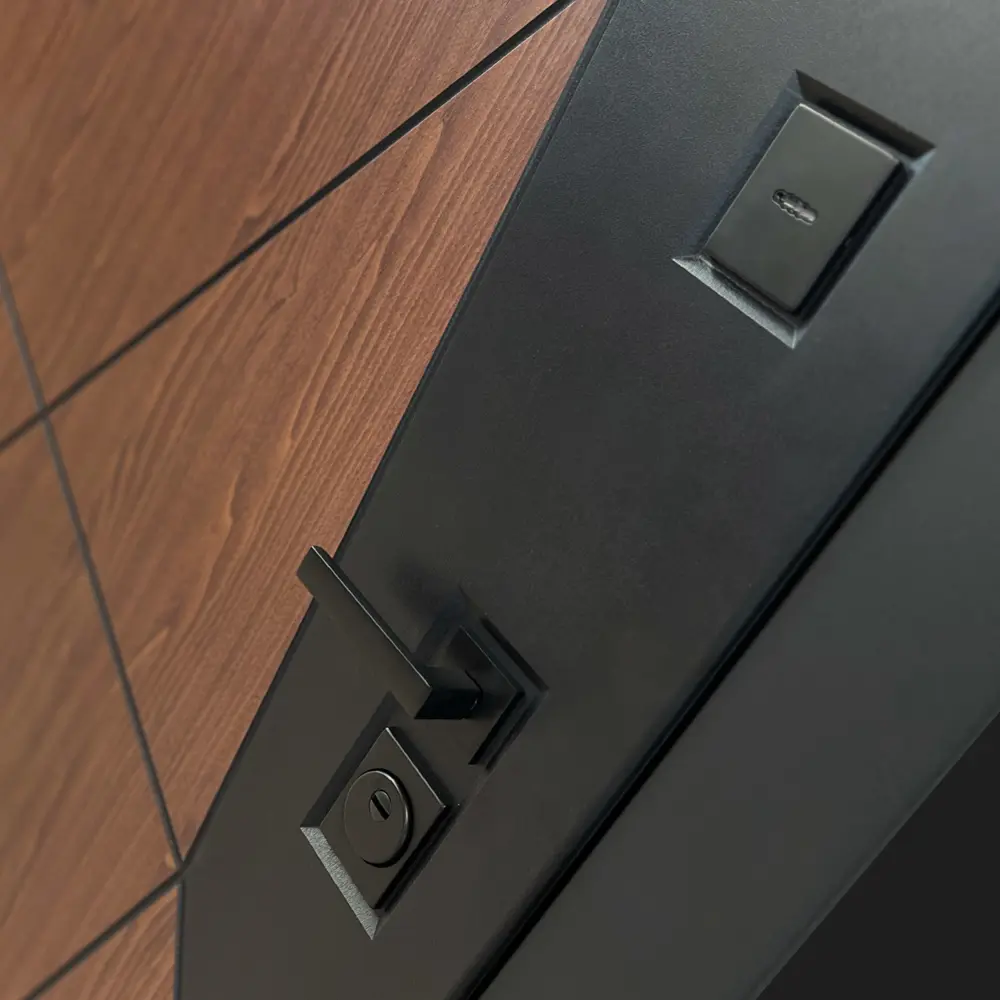 Фото 2 Входная дверь Bunker Бункер BN-14 левый 205x88см цвет орех американский/бетон светлый с зеркалом ФЛЗ-603