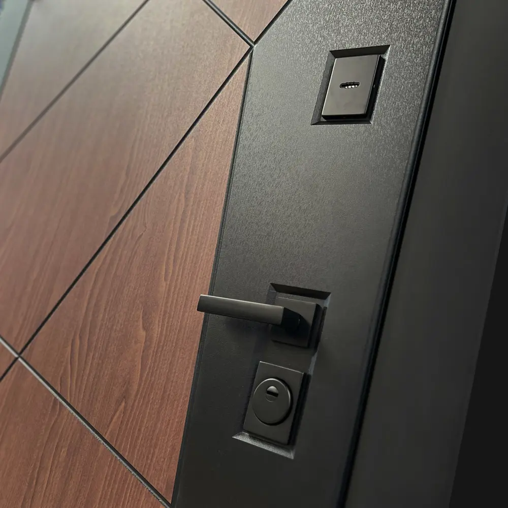 Фото 3 Входная дверь Bunker Бункер BN-14 левый 205x96см цвет орех американский/бетон светлый с зеркалом ФЛЗ-603