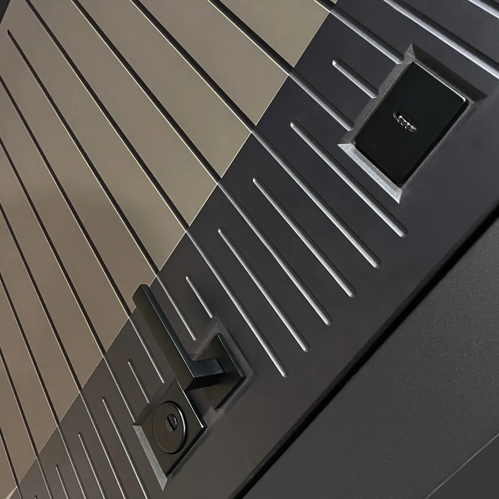 Фото 3 Входная дверь Bunker Бункер BN-15 левый 205x96см цвет веллюто кофе/бетон светлый с зеркалом ФЛЗ-603