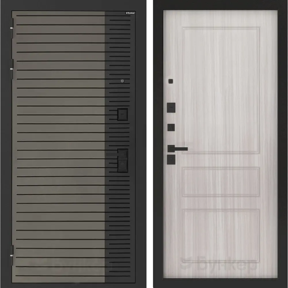 Фото Входная дверь Bunker Бункер BN-15 левый 205x96см цвет веллюто кофе/сандал белый с панелью ФЛ-116 Фото Входная дверь Bunker Бункер BN-15 левый 205x96см цвет веллюто кофе/сандал белый с панелью ФЛ-116