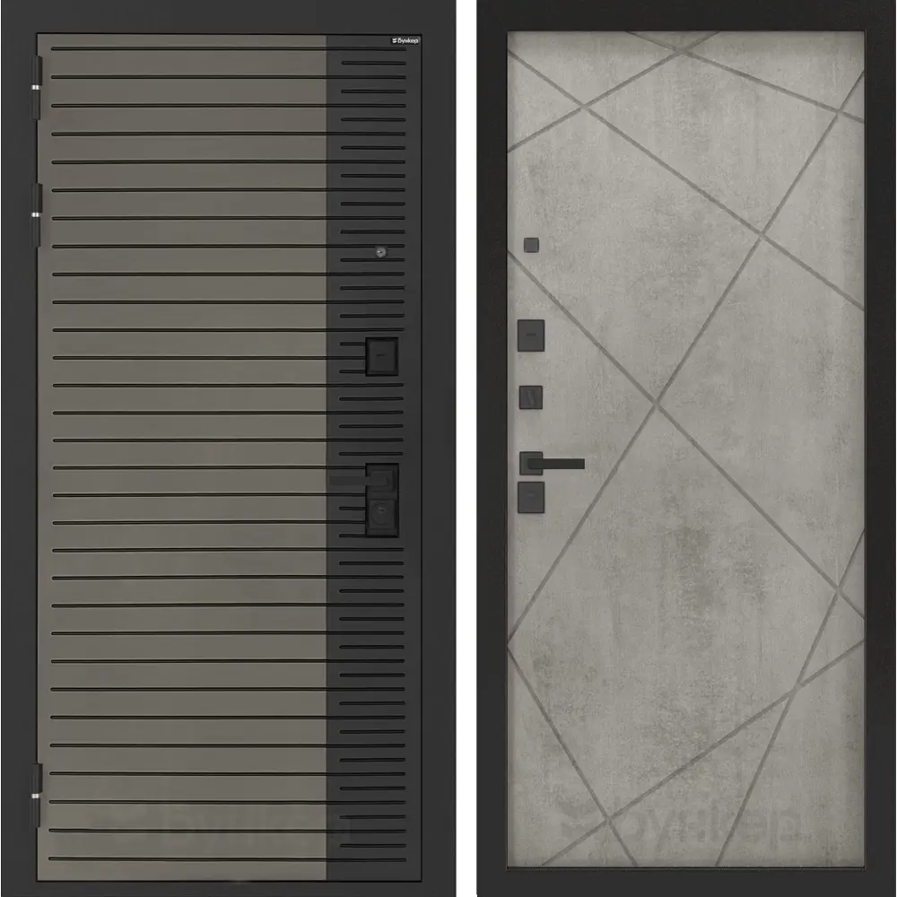 Фото Входная дверь Bunker Бункер BN-15 левый 205x96см цвет веллюто кофе/бетон светлый с панелью ФЛ-291