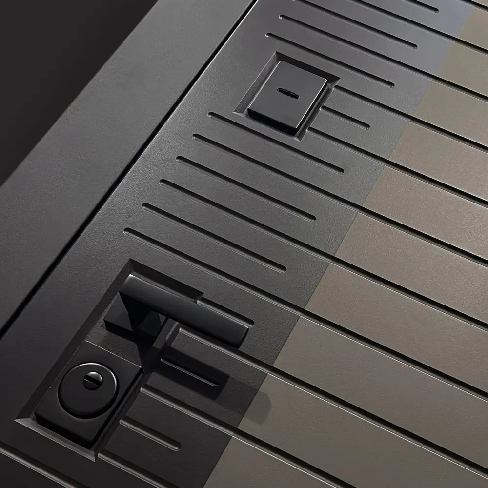 Фото 2 Входная дверь Bunker Бункер BN-15 правый 205x88см цвет веллюто кофе/серый софт рельеф с панелью Амстрод