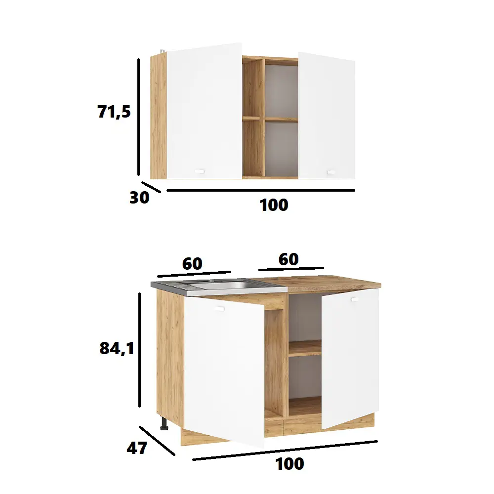 Фото 3 Кухонный гарнитур Дана Интерьер-центр 00-00137121а 120x211x60 см ЛДСП цвет белый, дуб Фото 3 Кухонный гарнитур Дана Интерьер-центр 00-00137121а 120x211x60 см ЛДСП цвет белый, дуб