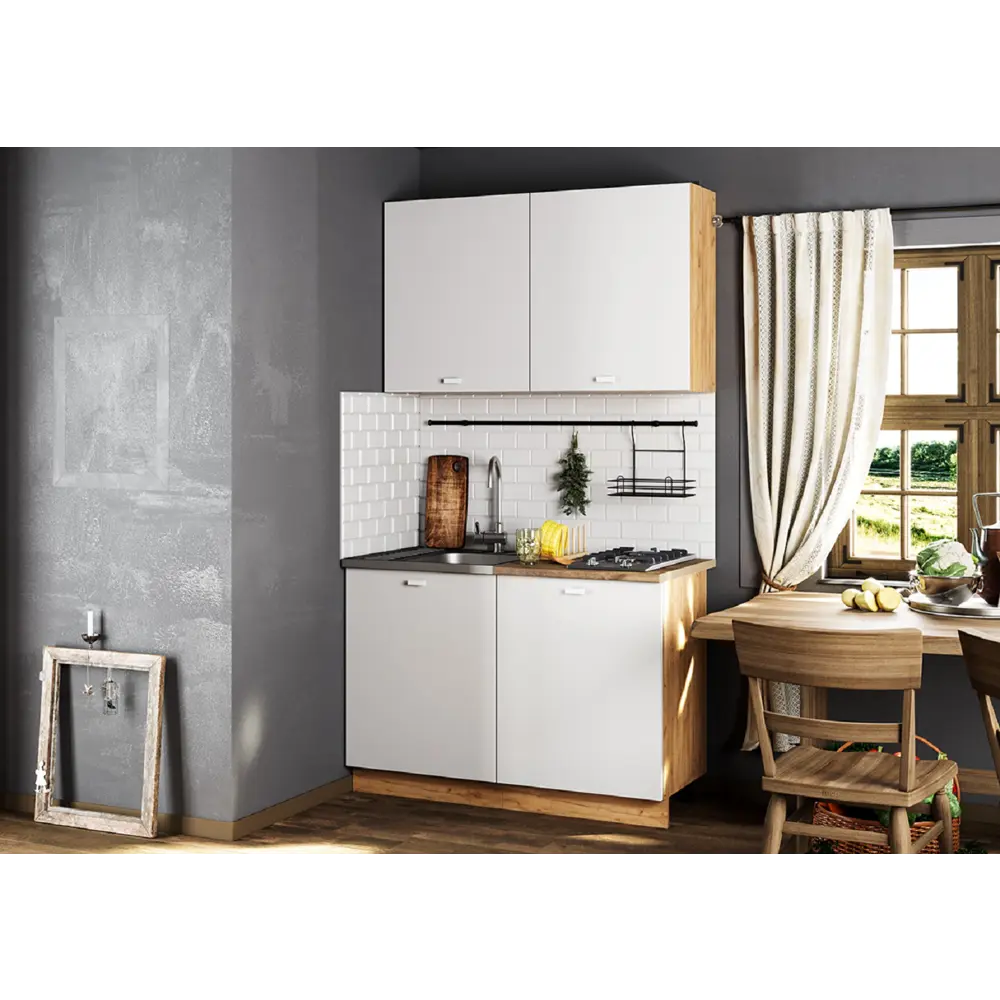 Фото Кухонный гарнитур Дана Интерьер-центр 00-00137121а 120x211x60 см ЛДСП цвет белый, дуб Фото Кухонный гарнитур Дана Интерьер-центр 00-00137121а 120x211x60 см ЛДСП цвет белый, дуб