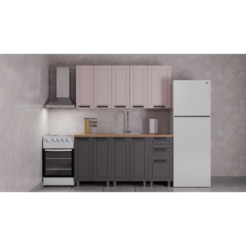 Фото Кухня Лилия Аленушка 00-00240854а 160x216x60 см ЛДСП цвет серо-бежевый