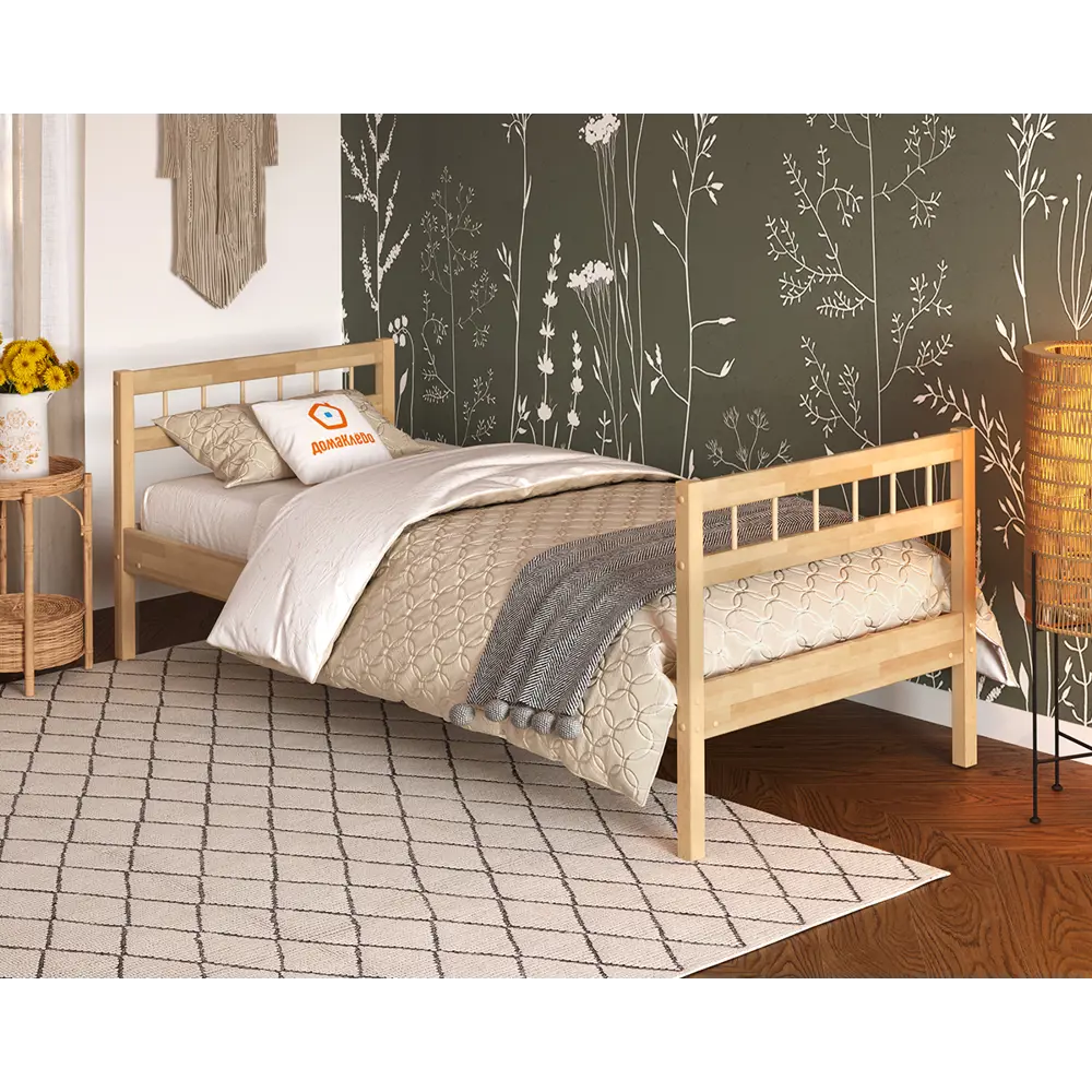 Фото 2 Кровать Домаклево Лето база 90x200+Н4+Н4 см цвет натуральный Фото 2 Кровать Домаклево Лето база 90x200+Н4+Н4 см цвет натуральный