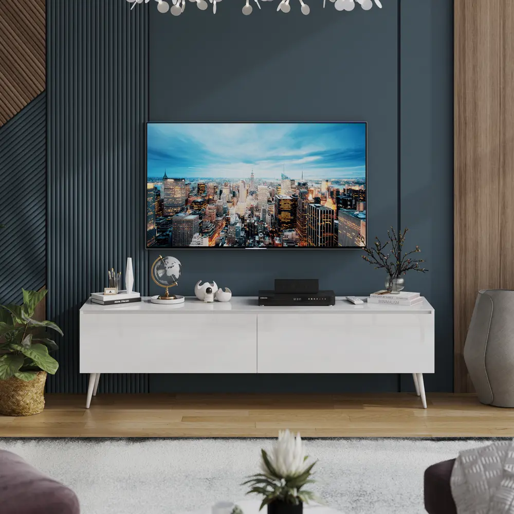 Фото 3 Тумба под телевизор Трия 216517 180x52x44 см ЛДСП цвет белый Фото 3 Тумба под телевизор Трия 216517 180x52x44 см ЛДСП цвет белый