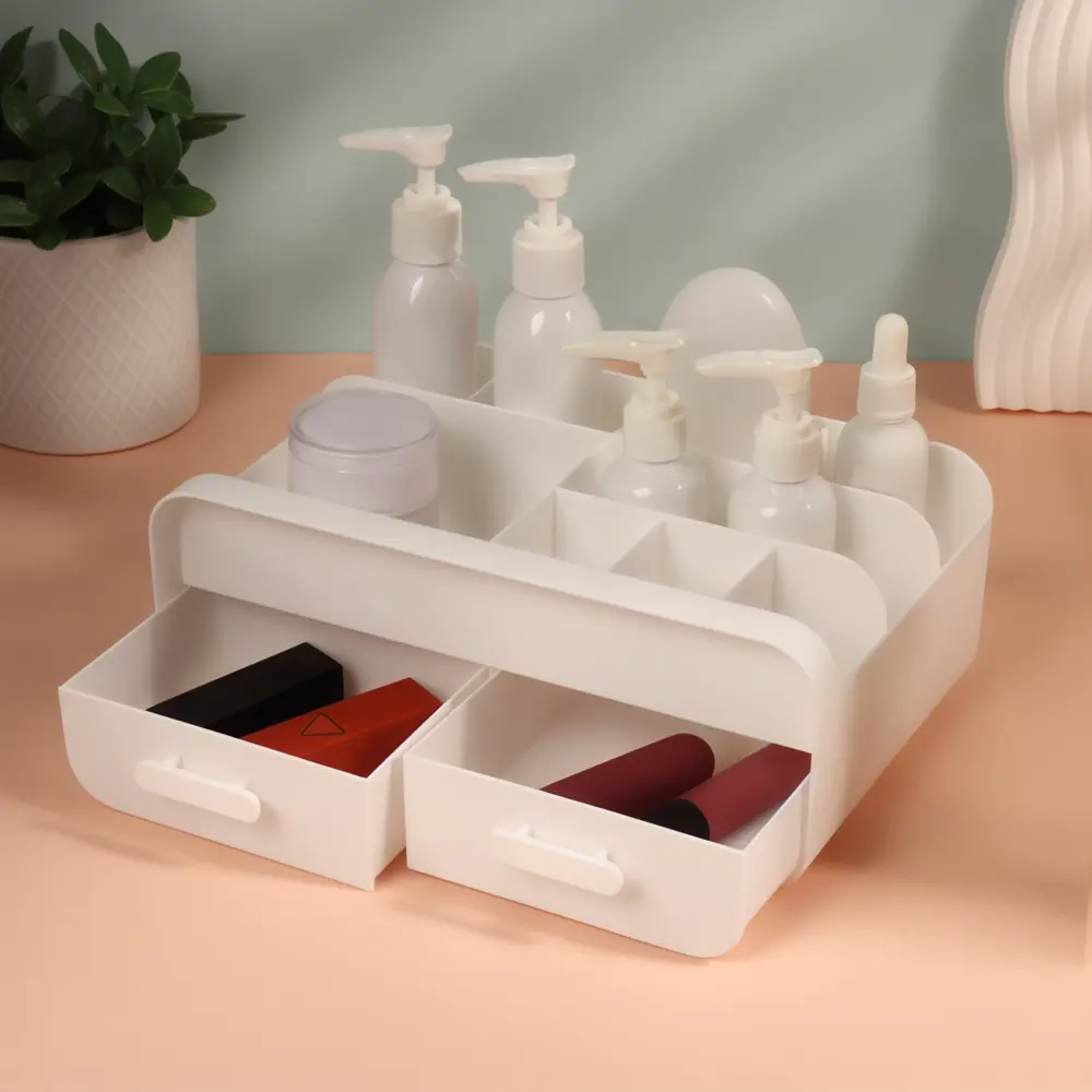 Фото 4 Органайзер для косметики Qf 10667182 16.5x10x26 см пластик/ПВХ цвет белый матовый Фото 4 Органайзер для косметики Qf 10667182 16.5x10x26 см пластик/ПВХ цвет белый матовый