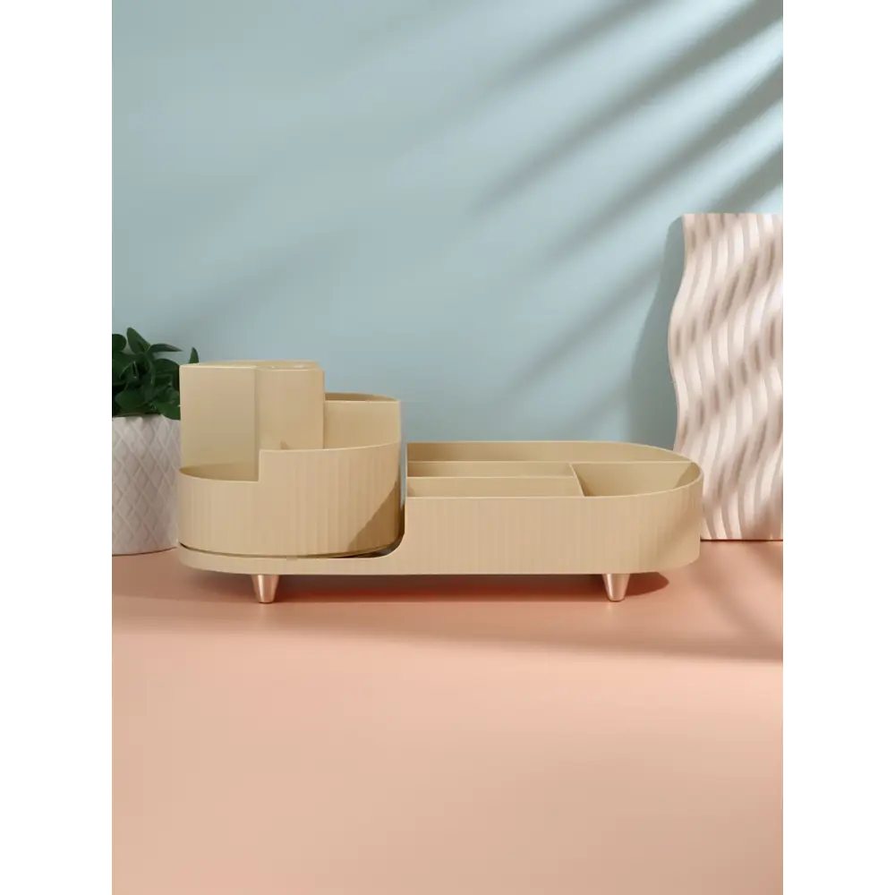 Фото 4 Органайзер для косметики Qf 10669869 14.7x14.3x34.5 см пластик/ПВХ цвет бежевый/серебро Фото 4 Органайзер для косметики Qf 10669869 14.7x14.3x34.5 см пластик/ПВХ цвет бежевый/серебро