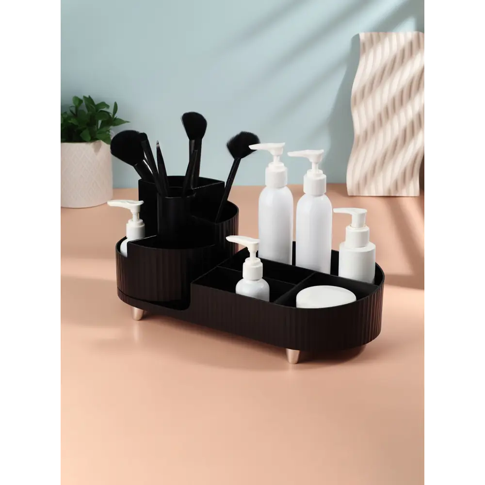 Фото 2 Органайзер для косметики Qf 10669871 14.7x14.3x34.5 см пластик/ПВХ цвет черный/серебряный Фото 2 Органайзер для косметики Qf 10669871 14.7x14.3x34.5 см пластик/ПВХ цвет черный/серебряный