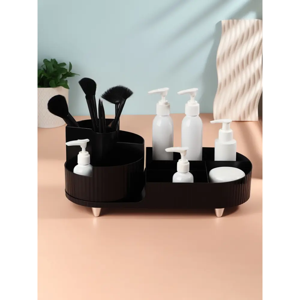 Фото 3 Органайзер для косметики Qf 10669871 14.7x14.3x34.5 см пластик/ПВХ цвет черный/серебряный Фото 3 Органайзер для косметики Qf 10669871 14.7x14.3x34.5 см пластик/ПВХ цвет черный/серебряный