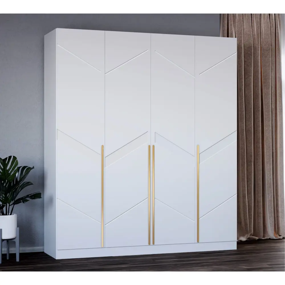 Фото 3 Шкаф распашной Сима-ленд Стронг с 4 дверями 200x53x210 см ЛДСП цвет белый/белый софт Фото 3 Шкаф распашной Сима-ленд Стронг с 4 дверями 200x53x210 см ЛДСП цвет белый/белый софт