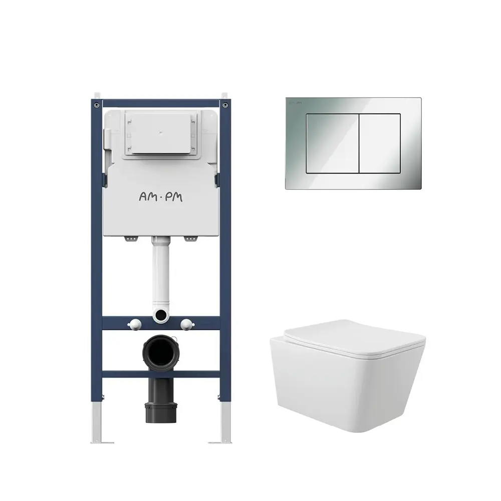 Фото 4 Инсталляция AM.PM I012709.0251 PrimeFit с клавишей слива PrimeFit S гл/хром унитаз Long 52.5x34.5 Vortex Soft-Close глянцевый белый квадрат Фото 4 Инсталляция AM.PM I012709.0251 PrimeFit с клавишей слива PrimeFit S гл/хром унитаз Long 52.5x34.5 Vortex Soft-Close глянцевый белый квадрат