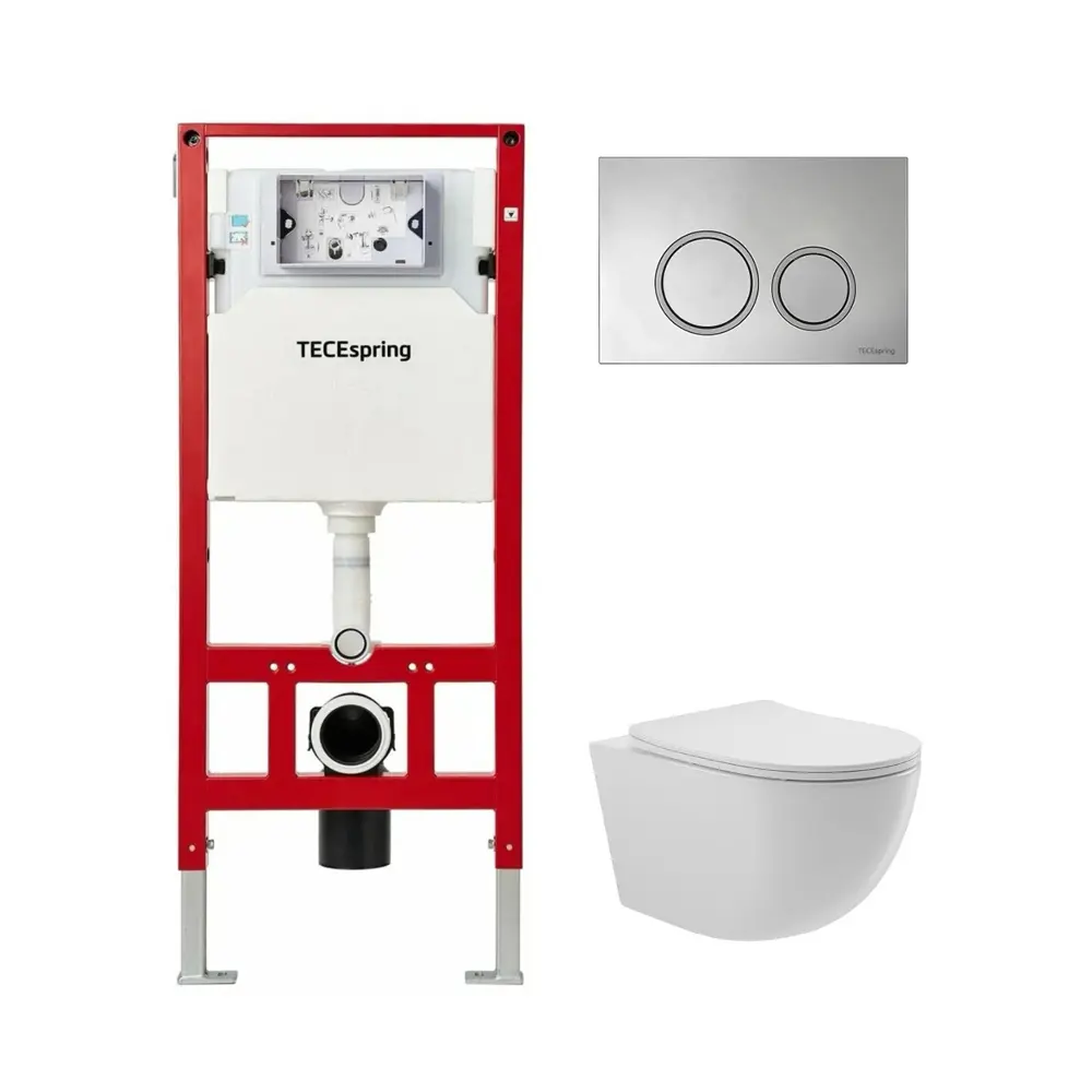 Фото 4 Инсталляция TECE spring с круглыми клавишами хром глянцевый унитаз подвесной ADT Long 52x36.5 Vortex микролифт белый глянцевый овал Фото 4 Инсталляция TECE spring с круглыми клавишами хром глянцевый унитаз подвесной ADT Long 52x36.5 Vortex микролифт белый глянцевый овал