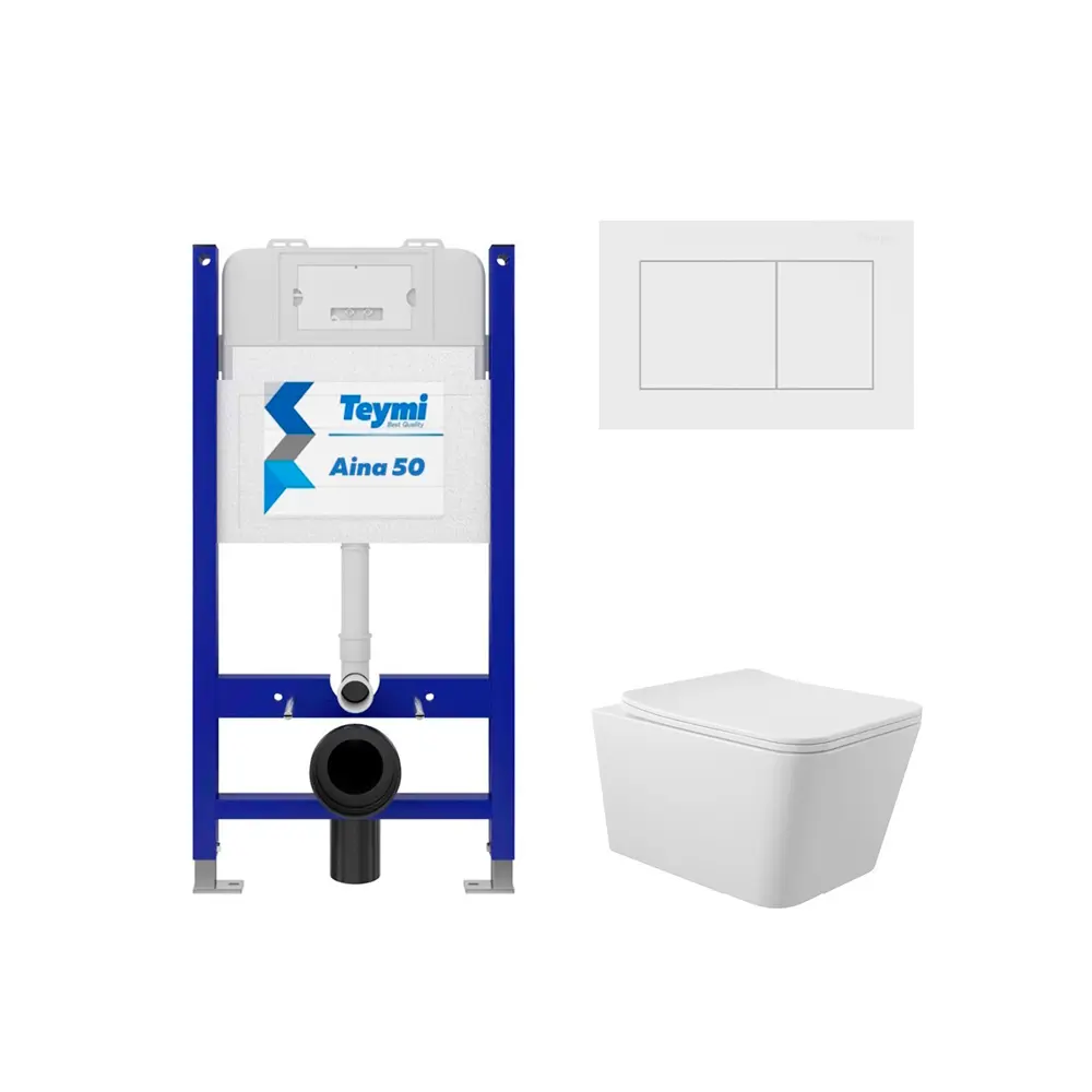 Фото 4 Комплект инсталляция Teymi Aina 50 T70033 с клавишей Aina белый матовый T70020WM и унитаз L 52.5x34.5 безободковый V белый глянцевый Фото 4 Комплект инсталляция Teymi Aina 50 T70033 с клавишей Aina белый матовый T70020WM и унитаз L 52.5x34.5 безободковый V белый глянцевый
