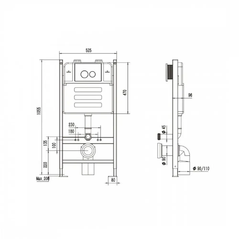 Фото 6 Инсталляция Teymi Aina 50 T70033 с клавишей Aina хром глянцевый T70012CH и унитаз подвесной ADT Long 52x36.5 Vortex белый глянцевый овал