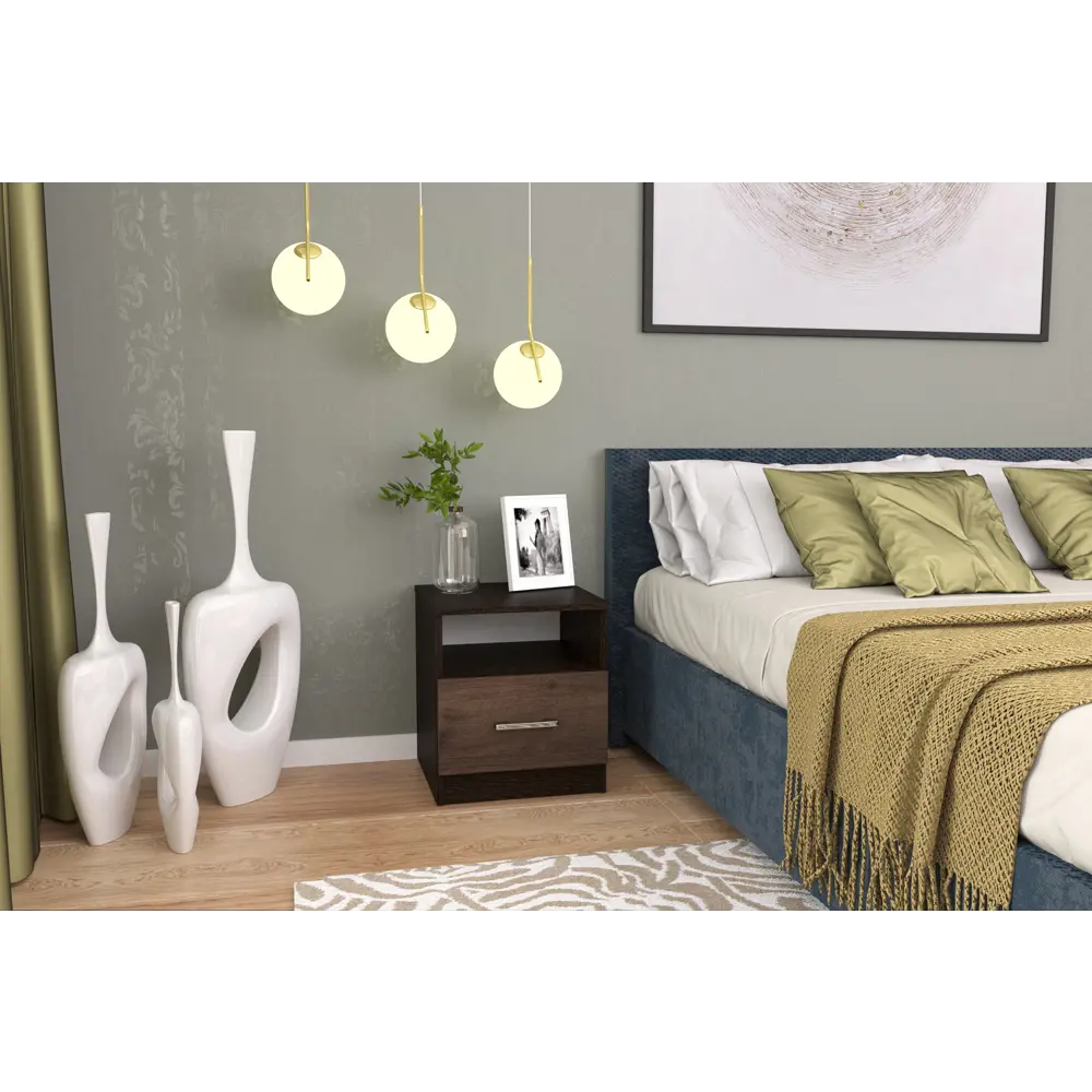 Фото 3 Тумба прикроватная Furnistyle ЛТМ-01 40x45x40 см 1 ящик ЛДСП цвет венге/дуб коричневый табак Фото 3 Тумба прикроватная Furnistyle ЛТМ-01 40x45x40 см 1 ящик ЛДСП цвет венге/дуб коричневый табак