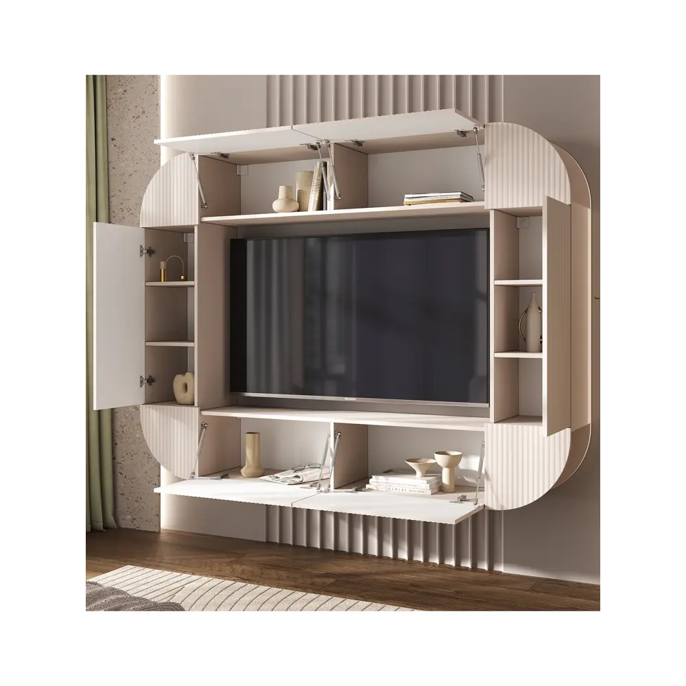 Фото 2 Модульная стенка Сима-ленд Оскар 200x148x35 см ЛДСП цвет кашемир Фото 2 Модульная стенка Сима-ленд Оскар 200x148x35 см ЛДСП цвет кашемир