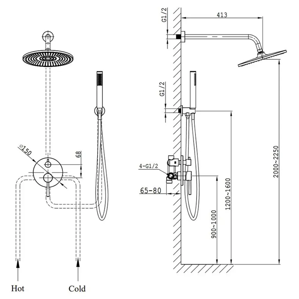 Фото 10 Душевая стойка AVS Slimmer встраиваемая 1 режимная цвет хром