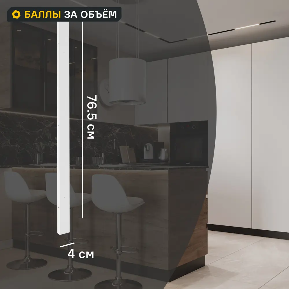 Фото Угол для кухонного шкафа София 4x76.5 см Delinia ID ЛДСП цвет белый