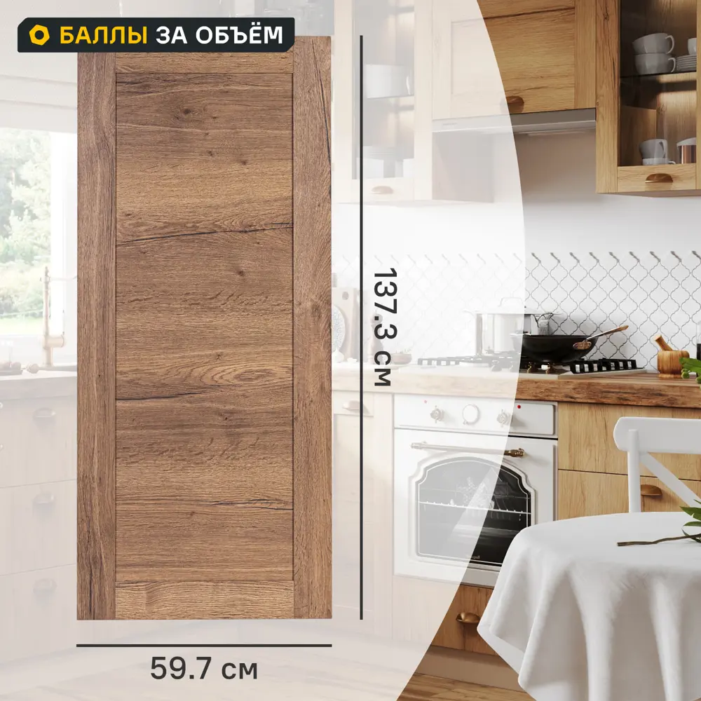 Фото Фасад для кухонного шкафа Рошаль 59.7x137.3 см Delinia ID ЛДСП цвет темное дерево Фото Фасад для кухонного шкафа Рошаль 59.7x137.3 см Delinia ID ЛДСП цвет темное дерево