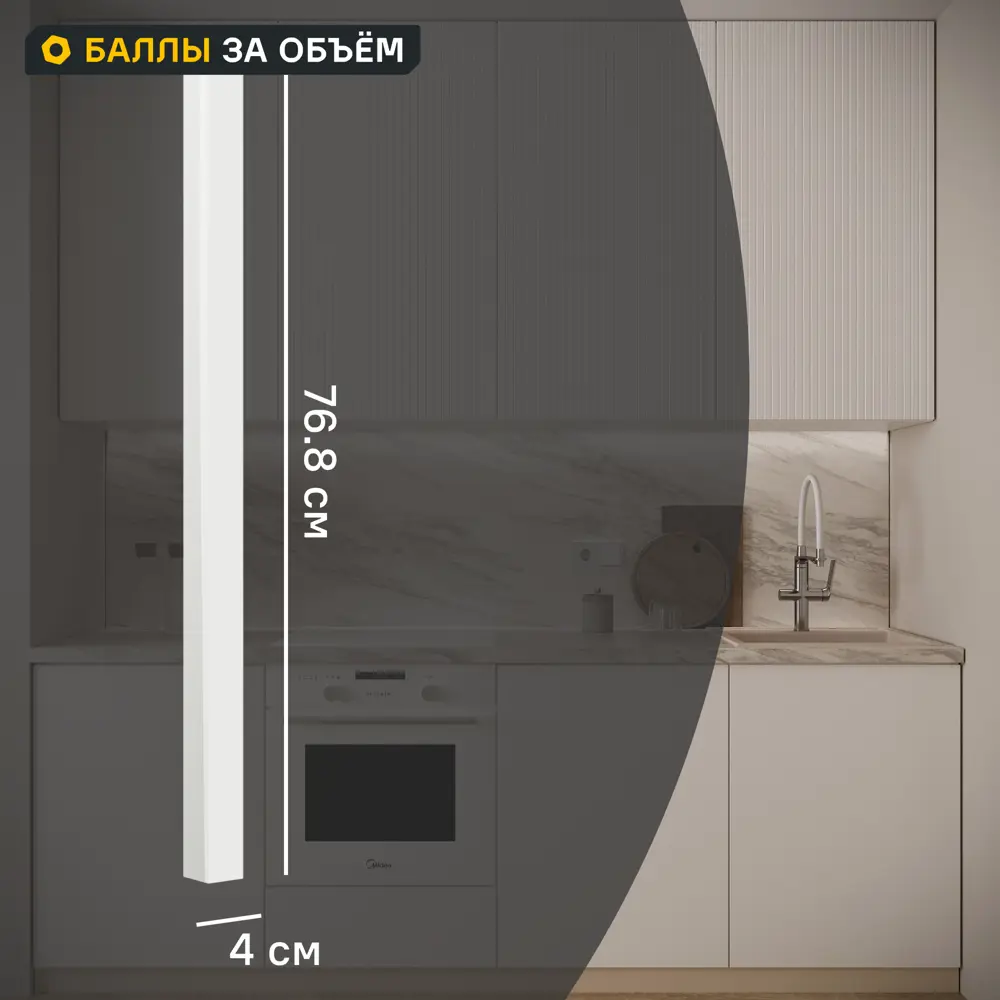 Фото Угол для кухонного шкафа Висла 4x76.8 см KONSENSA МДФ цвет белый