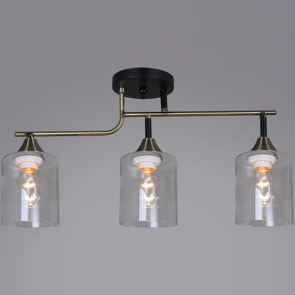 Фото Люстра потолочная Reluce 2312 02312-0.3-03 ab+bk 3 лампы 8 м² цвет бронза/прозрачный/черный Фото Люстра потолочная Reluce 2312 02312-0.3-03 ab+bk 3 лампы 8 м² цвет бронза/прозрачный/черный