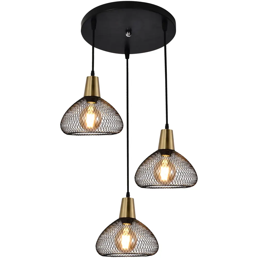 Фото Светильник подвесной Reluce 3204 03204-3.9-03 bk+copper 3 лампы 8 м² цвет золото/черный Фото Светильник подвесной Reluce 3204 03204-3.9-03 bk+copper 3 лампы 8 м² цвет золото/черный