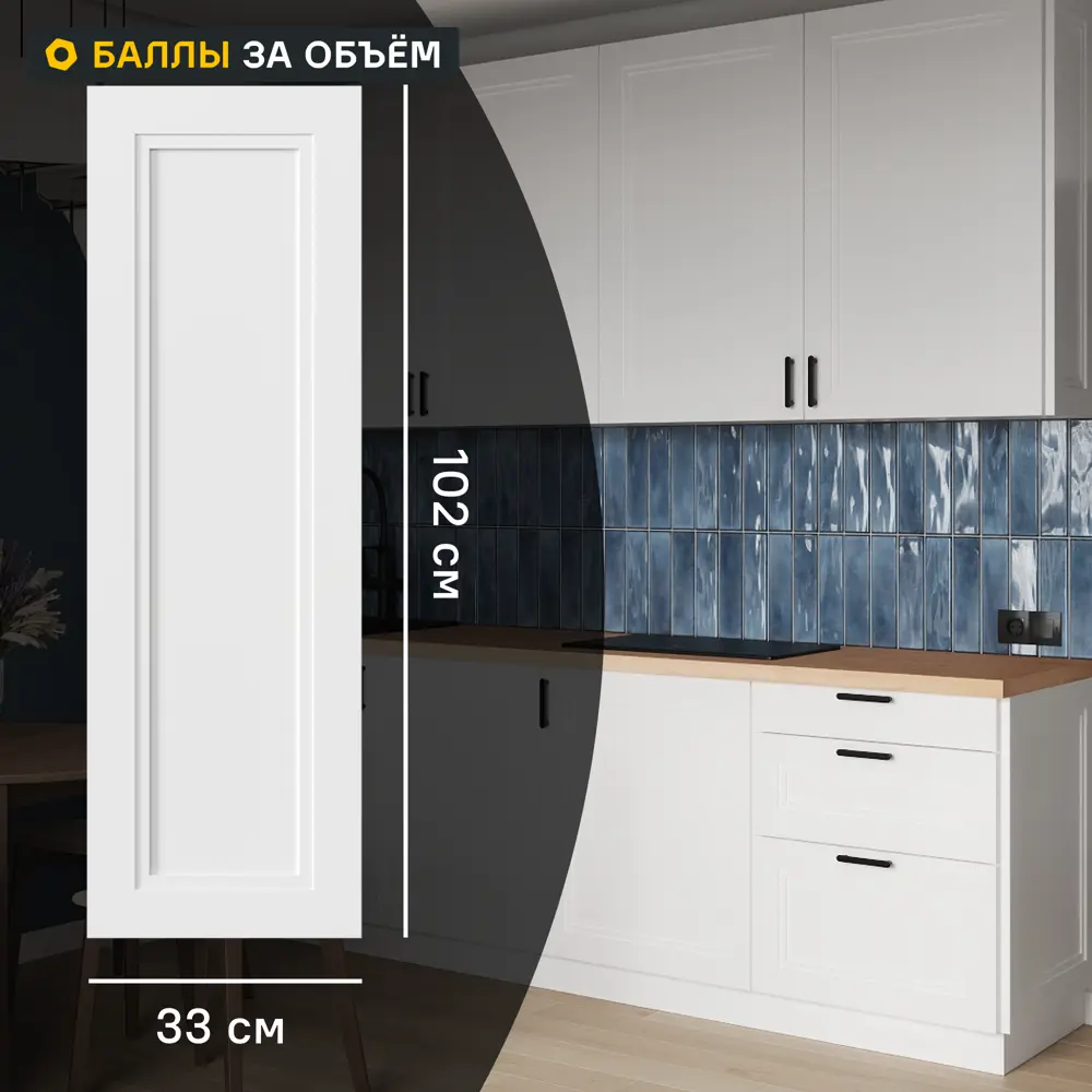 Фото Фасад кухонного шкафа Котлас 33x102 см KONSENSA МДФ цвет белый Фото Фасад кухонного шкафа Котлас 33x102 см KONSENSA МДФ цвет белый