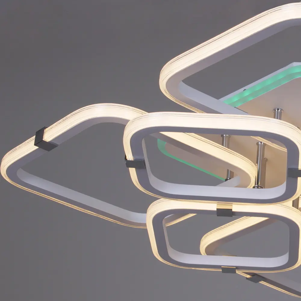 Фото 4 Люстра потолочная светодиодная Reluce 06321-3.3-4+4A WH+CR (RGB) с пультом управления 40 м² регулируемый белый свет цвет хром/белый Фото 4 Люстра потолочная светодиодная Reluce 06321-3.3-4+4A WH+CR (RGB) с пультом управления 40 м² регулируемый белый свет цвет хром/белый