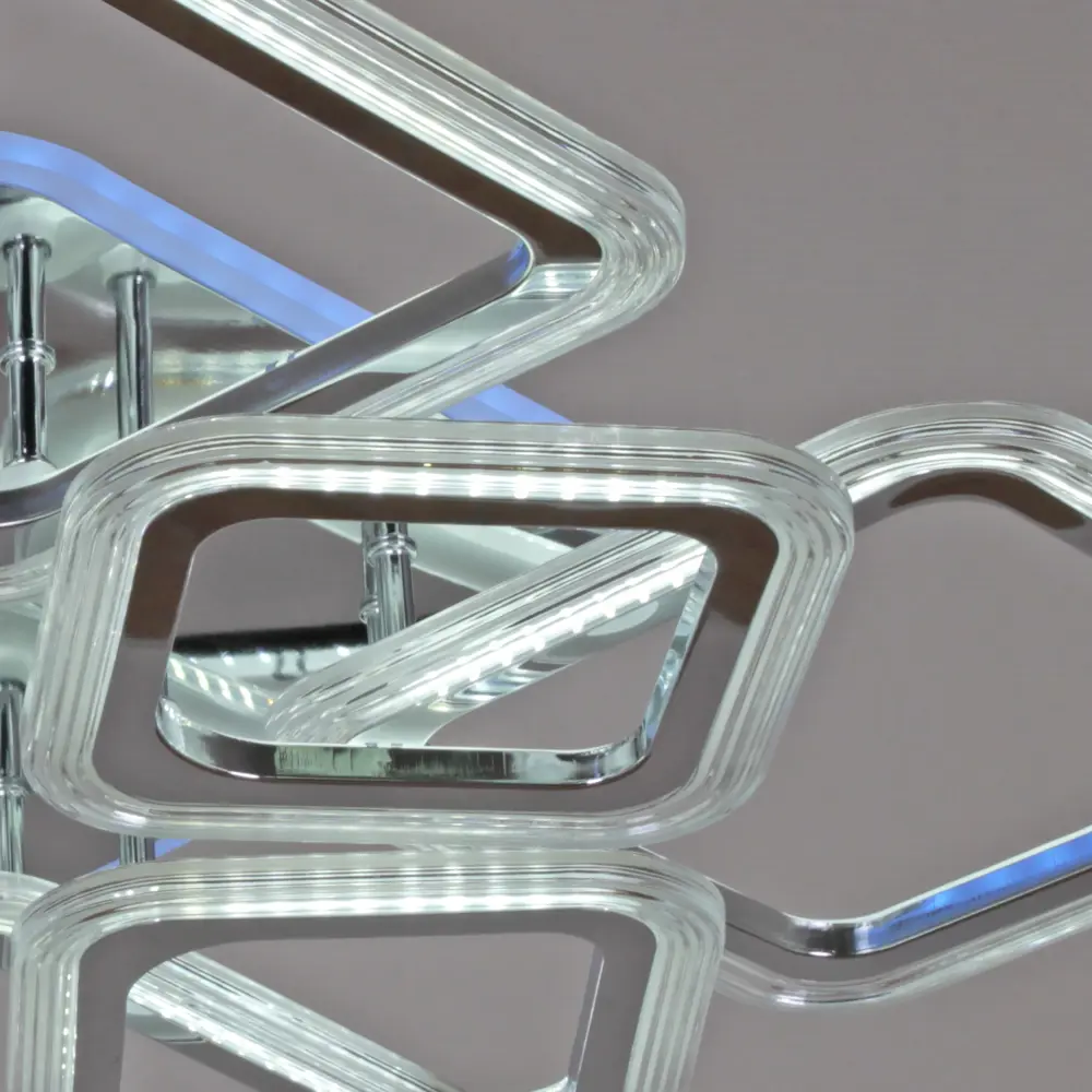 Фото 2 Люстра потолочная светодиодная Reluce 09826-3.3-4+4C CR (RGB) с пультом управления 32 м² регулируемый белый свет цвет хром/белый Фото 2 Люстра потолочная светодиодная Reluce 09826-3.3-4+4C CR (RGB) с пультом управления 32 м² регулируемый белый свет цвет хром/белый