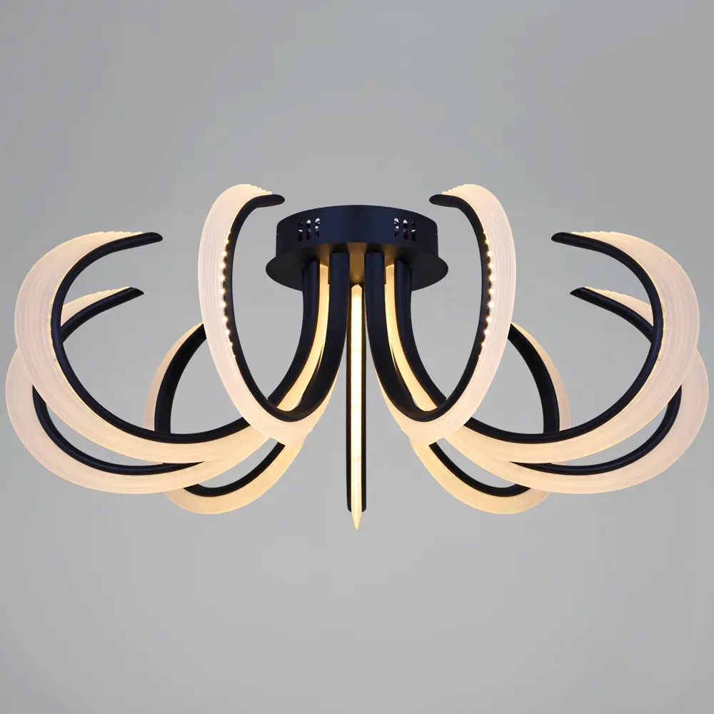 Фото 4 Люстра потолочная светодиодная Reluce 74390-0.3-09L black с пультом управления 32 м² регулируемый белый свет цвет белый/черный