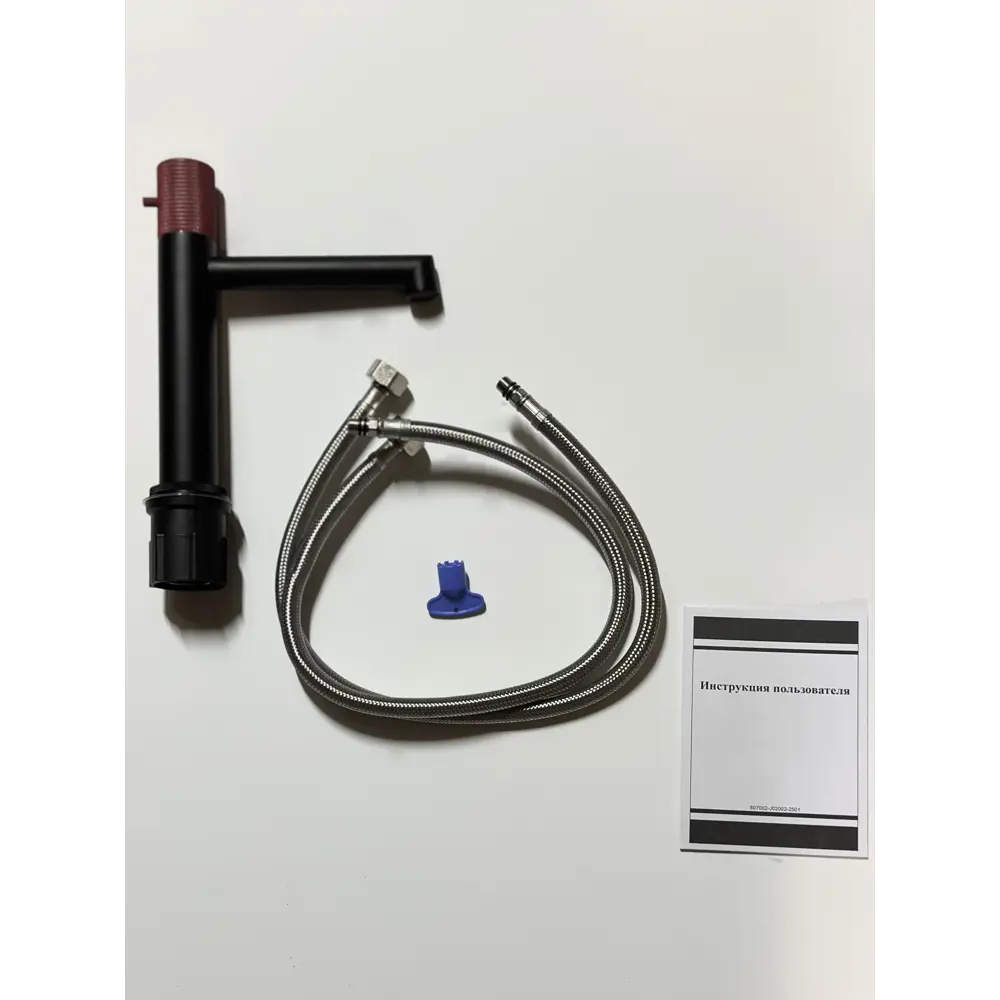 Фото 2 Смеситель для раковины Himixer 1104539AMB поворотное управление цвет черный матовый/красный Фото 2 Смеситель для раковины Himixer 1104539AMB поворотное управление цвет черный матовый/красный