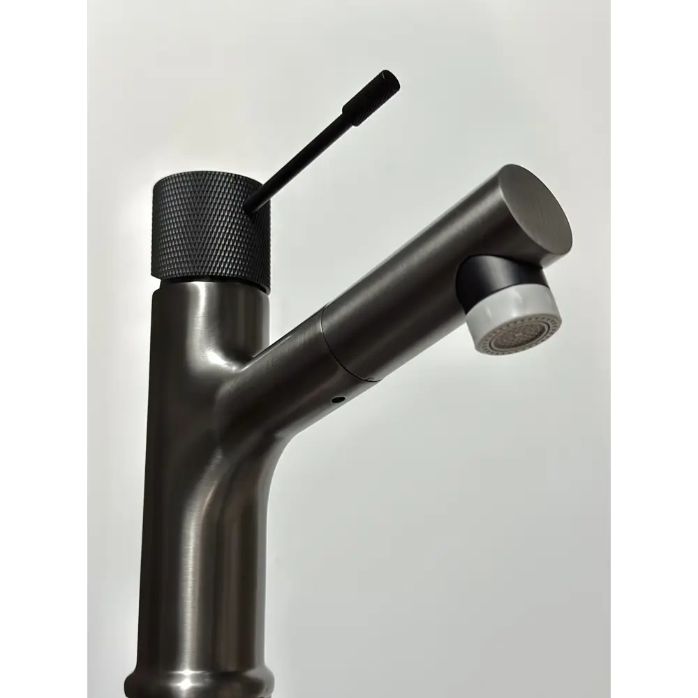 Фото Смеситель для раковины Himixer 1152966AGM выдвижной излив цвет оружейная сталь