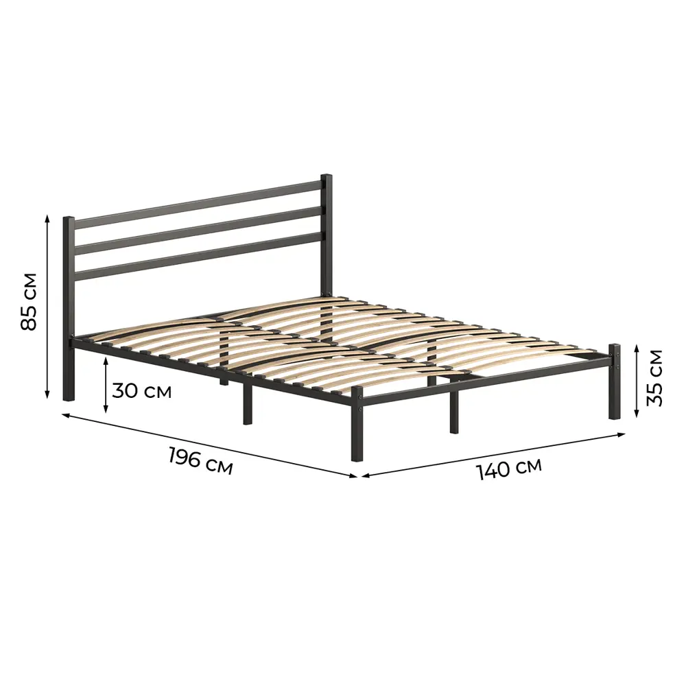 Фото 2 Кровать Домаклево Сталь 140x190 см цвет черный Фото 2 Кровать Домаклево Сталь 140x190 см цвет черный