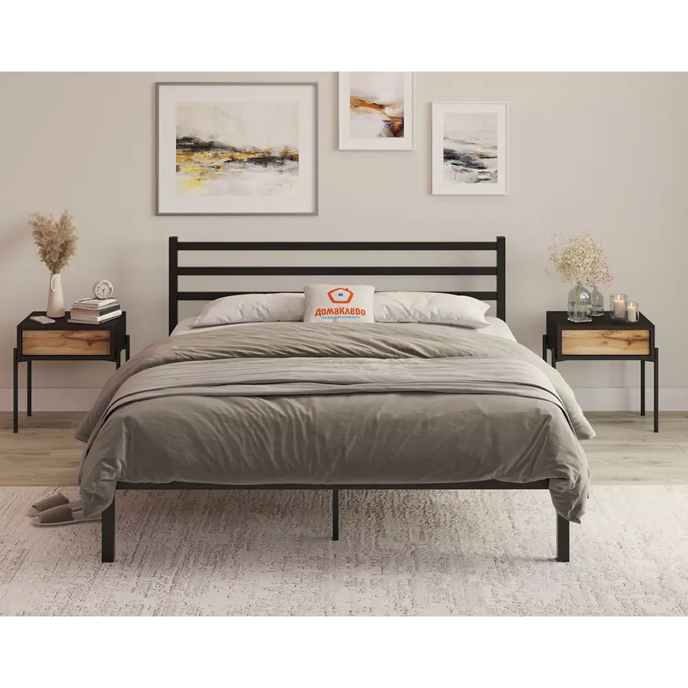 Фото 3 Кровать Домаклево Сталь 180x190 см цвет черный Фото 3 Кровать Домаклево Сталь 180x190 см цвет черный