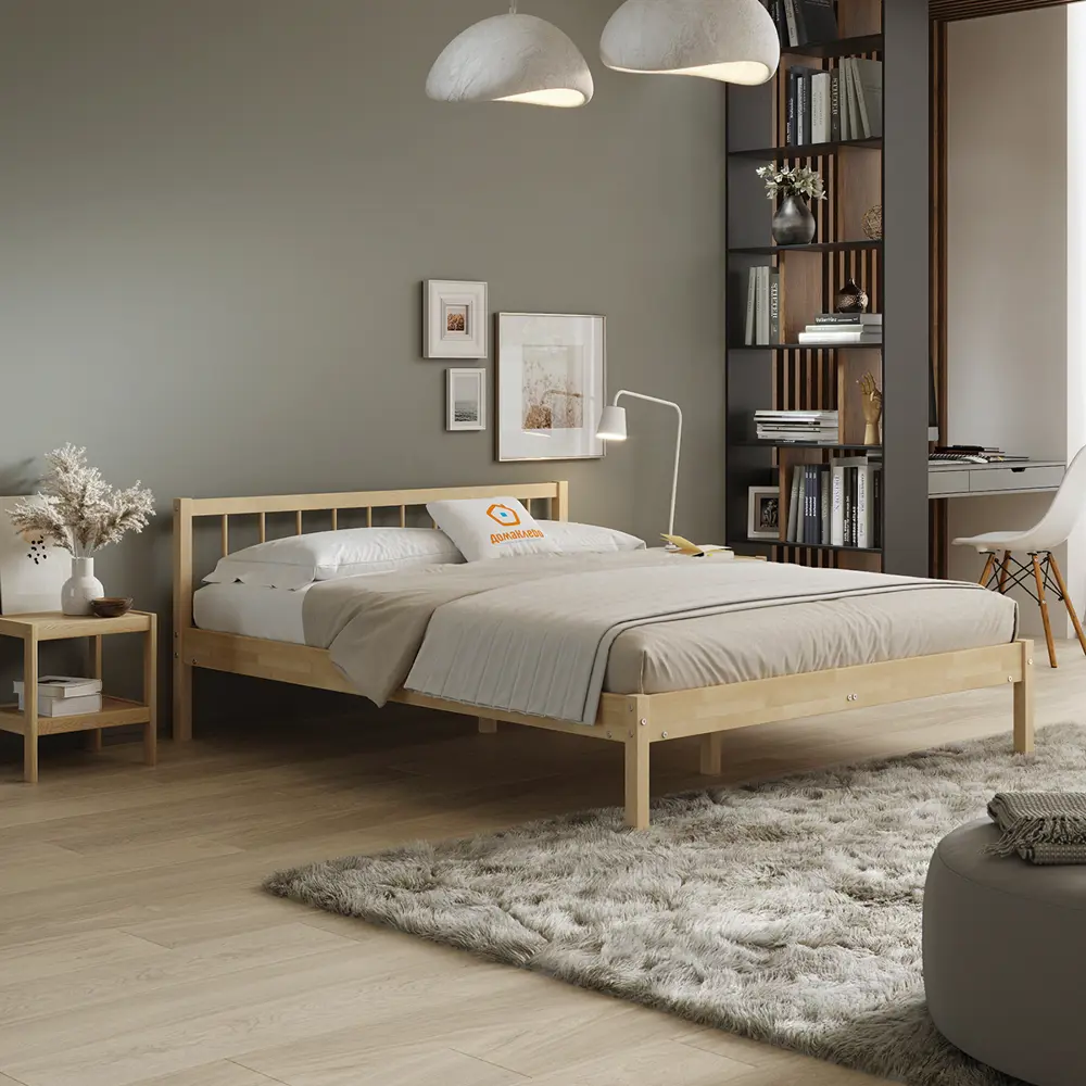 Фото 3 Кровать Домаклево Мечта 4 160x190 см цвет натуральньное дерево Фото 3 Кровать Домаклево Мечта 4 160x190 см цвет натуральньное дерево