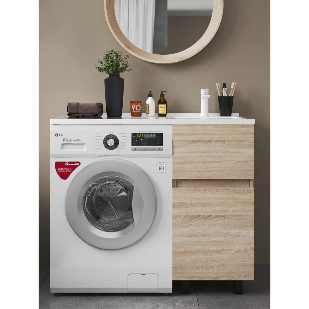 Фото Тумба под раковину напольная Алькона TMR40S 38см под стиральную машину цвет дуб сонома