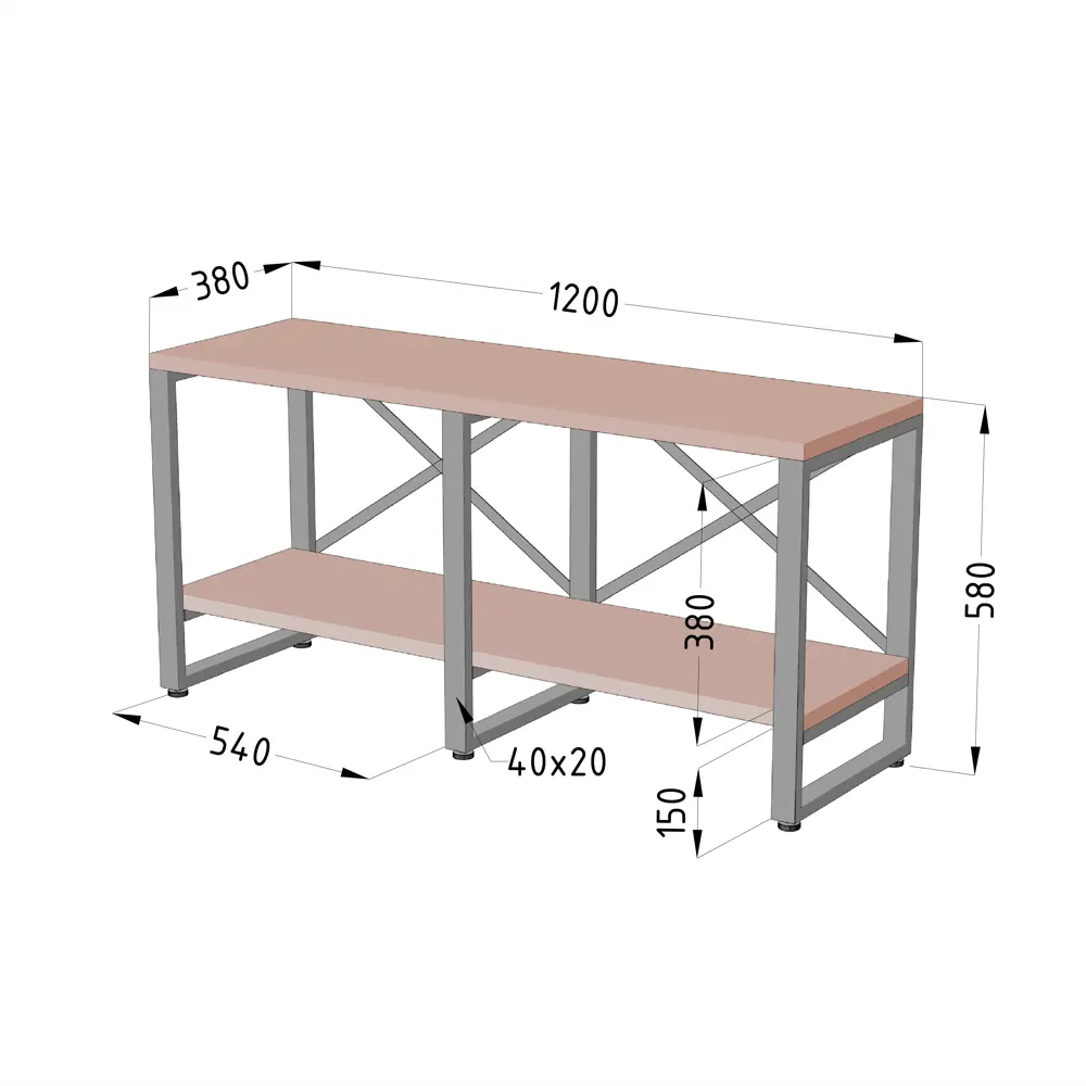 Фото 2 Тумба под телевизор Лофтаура A-120 120х58х38 см металл цвет графит/черный
