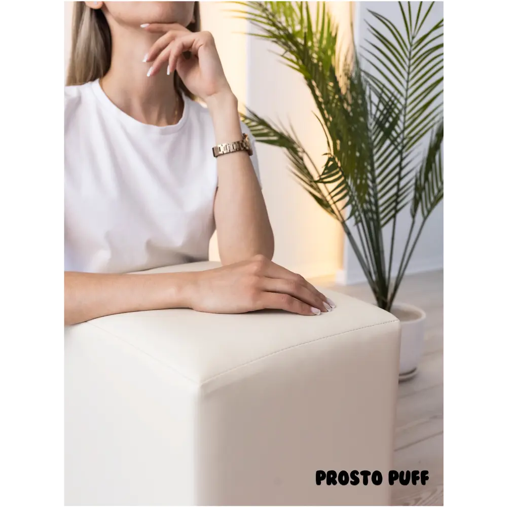 Фото 6 Пуф велюр Monofix Простопуф кремовый 38x40 см