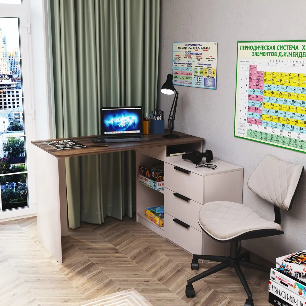 Фото Стол письменный Гк аквилон Стк №34 120.2x78.5x103.8 см ЛДСП цвет бежевый Фото Стол письменный Гк аквилон Стк №34 120.2x78.5x103.8 см ЛДСП цвет бежевый