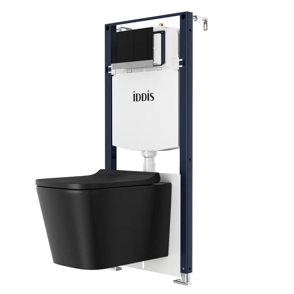 Фото Комплект инсталляция и унитаз IDDIS Basic BASBIBBi73 3в1: подвесной унитаз черный, инсталляция и клавиша смыва черная Фото Комплект инсталляция и унитаз IDDIS Basic BASBIBBi73 3в1: подвесной унитаз черный, инсталляция и клавиша смыва черная