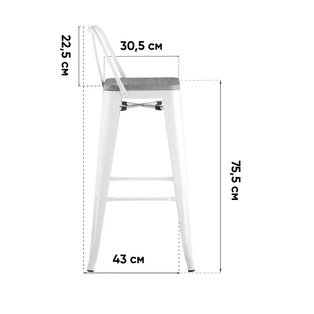 Фото 11 Барный стул Stool group Tolix 43x97 см цвет белый Фото 11 Барный стул Stool group Tolix 43x97 см цвет белый