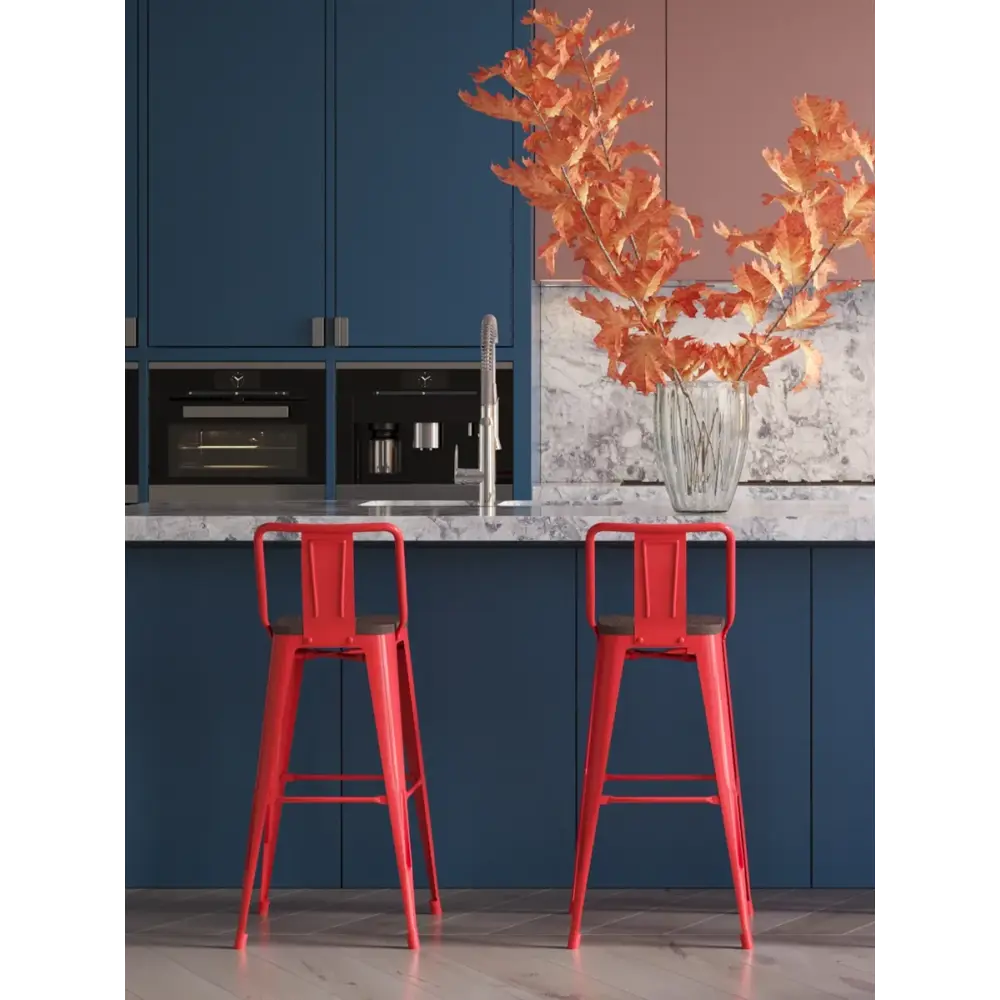 Фото 3 Барный стул Stool group Tolix 43x97 см цвет красный глянцевый, темное дерево Фото 3 Барный стул Stool group Tolix 43x97 см цвет красный глянцевый, темное дерево