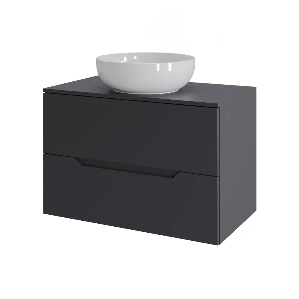 Фото Тумба под раковину подвесная Topline FLIPTUS70G-7420W 70см с раковиной цвет Графит матовый