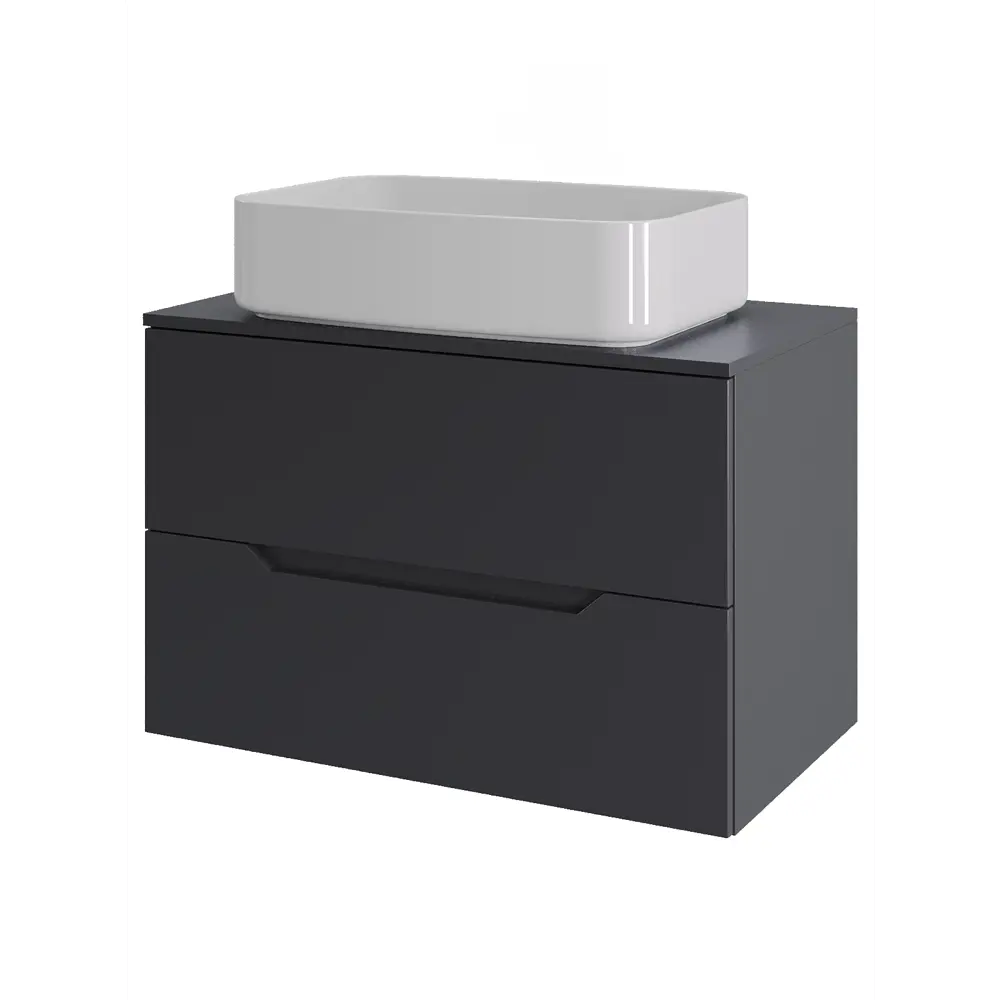 Фото Тумба под раковину подвесная Topline FLIPTUS70G-7600W 70см с раковиной цвет Графит матовый Фото Тумба под раковину подвесная Topline FLIPTUS70G-7600W 70см с раковиной цвет Графит матовый