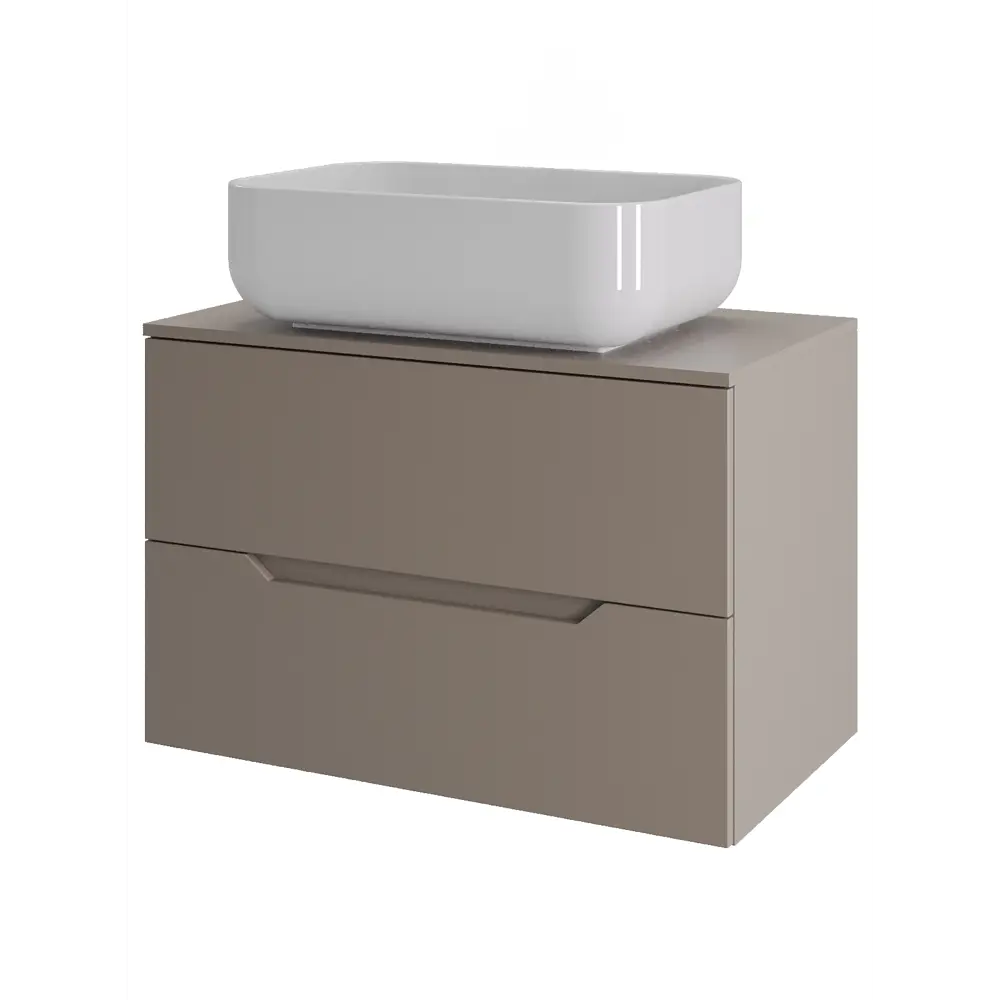 Фото Тумба под раковину подвесная Topline FLIPTUS70L-3600W 70см с раковиной цвет Латте матовый Фото Тумба под раковину подвесная Topline FLIPTUS70L-3600W 70см с раковиной цвет Латте матовый