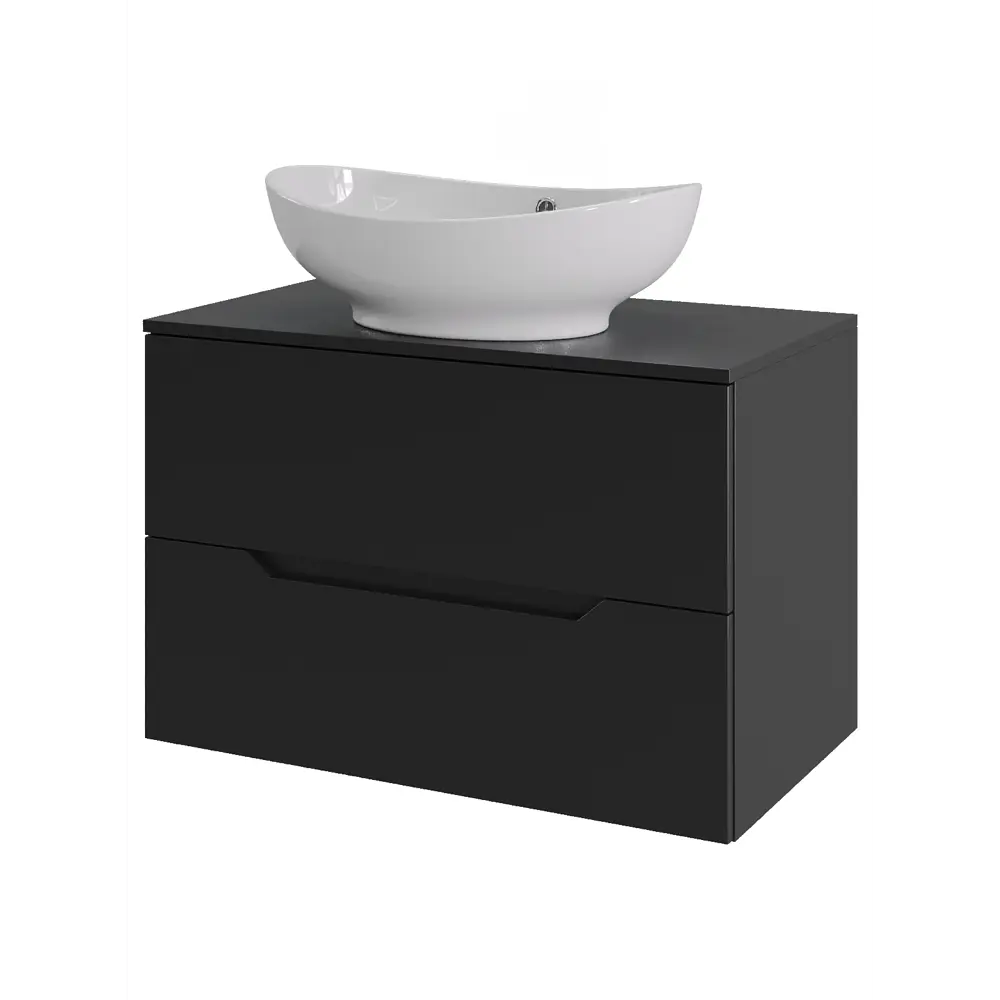 Фото Тумба под раковину подвесная Topline FLIPTUS70B-8585W 70см с раковиной цвет Черный матовый Фото Тумба под раковину подвесная Topline FLIPTUS70B-8585W 70см с раковиной цвет Черный матовый