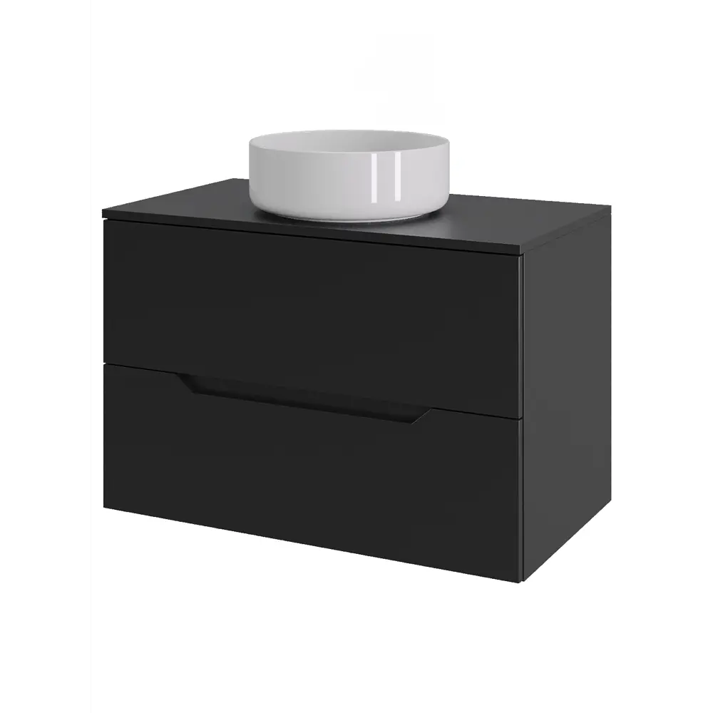 Фото Тумба под раковину подвесная Topline FLIPTUS70B-9360W 70см с раковиной цвет Черный матовый Фото Тумба под раковину подвесная Topline FLIPTUS70B-9360W 70см с раковиной цвет Черный матовый